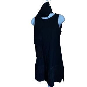 Homemade Black Flapper Dress with Matching Scarf - Small